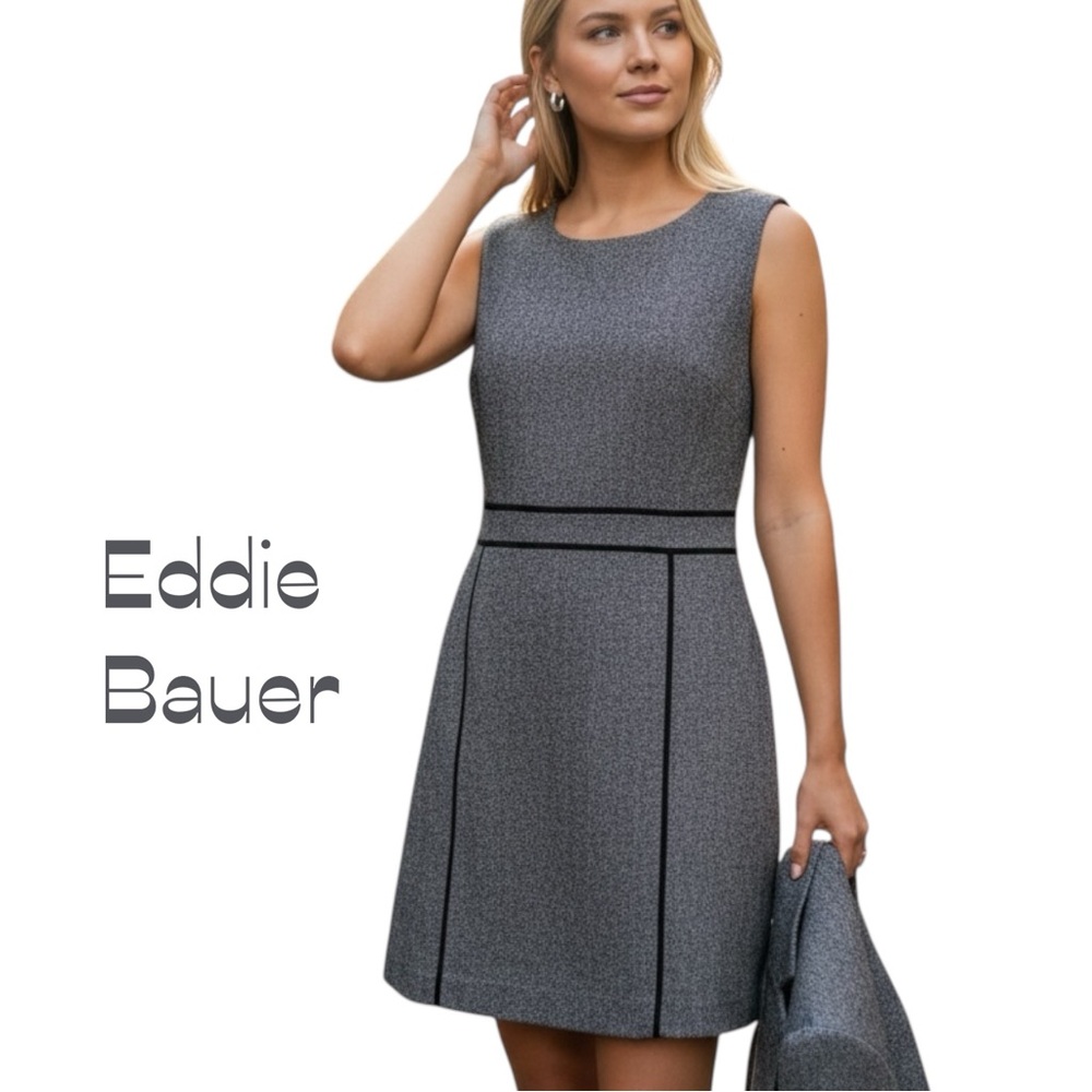 Eddie Bauer Black Cream Wool Velvet Sleeveless Dress NWOT Size 8P